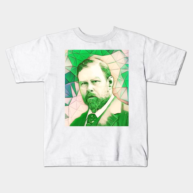 Bram Stoker Green Portrait | Bram Stoker Artwork 8 Kids T-Shirt by JustLit